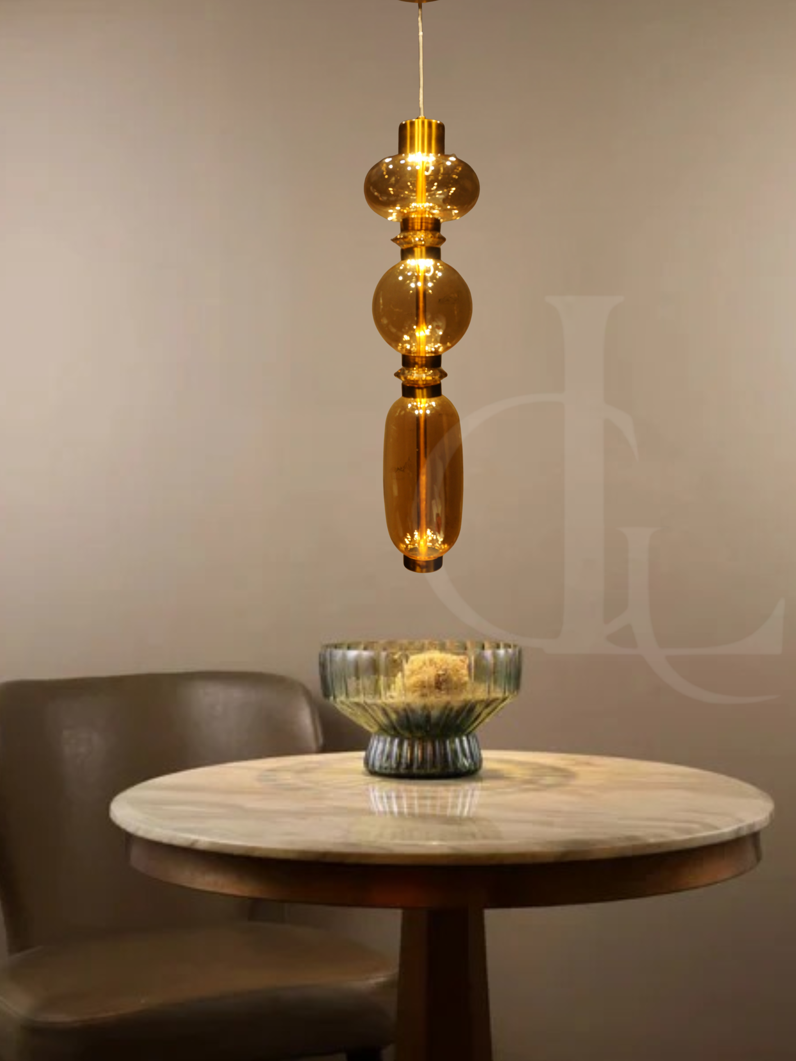 Amber Verse (Glass, Gold) Hanging Light